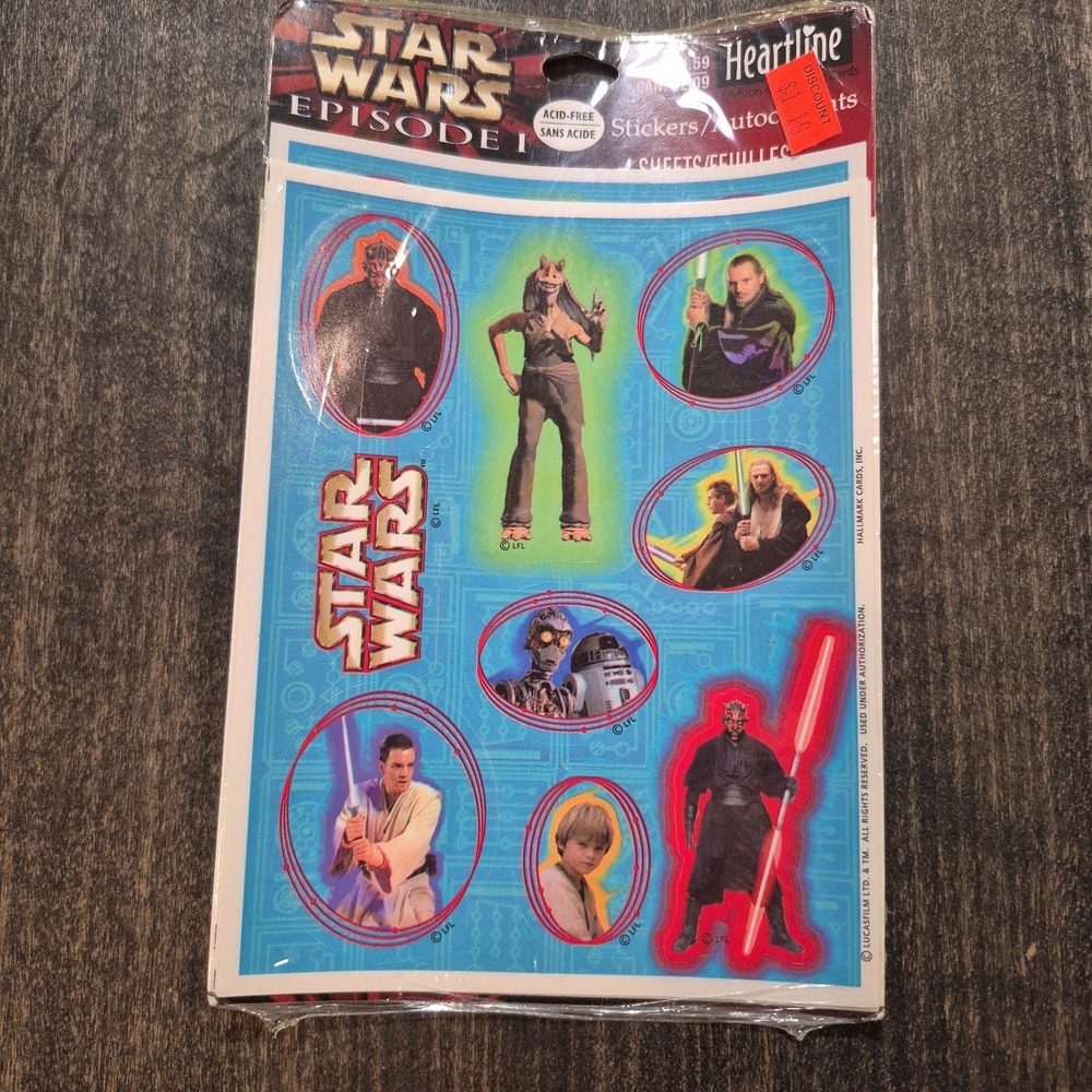 Vintage Star Wars Episode 1 Stickers Packs Hallmark Sandylion NOS